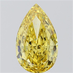 Picture of Lab Grown Diamond 4.51 Carats, Pear with  Cut, Fancy Vivid Yellow Color, VS2 Clarity and Certified by IGI