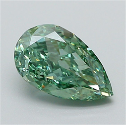 Picture of Lab Grown Diamond 1.28 Carats, Pear with  Cut, Fancy Vivid Green Color, VS1 Clarity and Certified by IGI