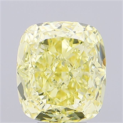 Picture of Lab Grown Diamond 4.05 Carats, CUSHION MODIFIED with  Cut, Fancy Intense Yellow Color, VVS2 Clarity and Certified by IGI