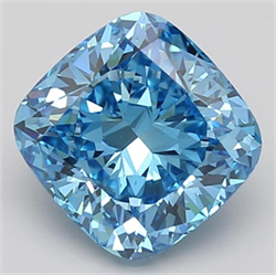 Picture of Lab Grown Diamond 3.20 Carats, Cushion with  Cut, Fancy Vivid Blue Color, VS1 Clarity and Certified by IGI