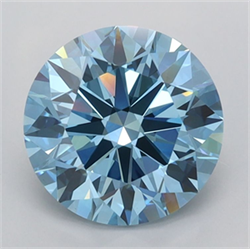 Picture of Lab Grown Diamond 2.01 Carats, Round with Ideal Cut, Fancy Vivid Blue Color, VVS1 Clarity and Certified by IGI