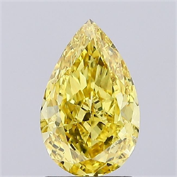 Picture of Lab Grown Diamond 1.51 Carats, Pear with  Cut, Fancy Vivid Yellow Color, VVS1 Clarity and Certified by IGI