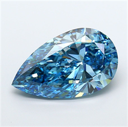 Picture of Lab Grown Diamond 10.04 Carats, Pear with  Cut, Fancy Vivid Blue Color, VS2 Clarity and Certified by IGI