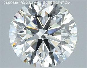 Picture of Natural Diamond 2.50 Carats, Round with Excellent Cut, J Color, VVS1 Clarity and Certified by GIA