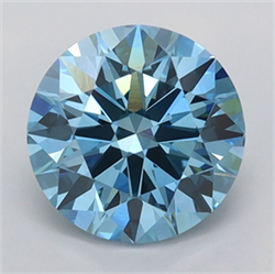 Picture of Lab Grown Diamond 1.54 Carats, Round with Ideal Cut, Fancy Vivid Blue Color, VS1 Clarity and Certified by IGI