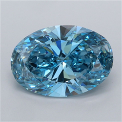 Picture of Lab Grown Diamond 2.57 Carats, Oval with  Cut, Fancy Vivid Blue Color, VVS2 Clarity and Certified by IGI