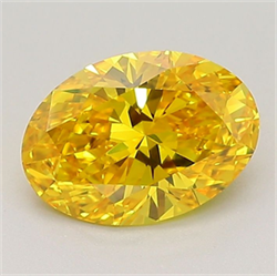 Picture of Lab Grown Diamond 1.27 Carats, Oval with  Cut, Fancy Vivid Yellow Color, VS1 Clarity and Certified by IGI