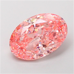 Picture of Lab Grown Diamond 3.08 Carats, Oval with  Cut, Fancy Vivid Pink Color, VVS2 Clarity and Certified by IGI