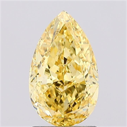 Picture of Lab Grown Diamond 1.81 Carats, Pear with  Cut, Fancy Vivid Yellow Color, VS1 Clarity and Certified by IGI