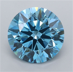 Picture of Lab Grown Diamond 3.00 Carats, Round with Ideal Cut, Fancy Vivid Blue Color, VVS2 Clarity and Certified by IGI
