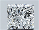 Natural Diamond 1.30 Carats, Princess with  Cut, F Color, VS1 Clarity and Certified by GIA