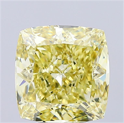 Picture of Lab Grown Diamond 7.03 Carats, CUSHION MODIFIED with  Cut, Fancy Intense Yellow Color, VS2 Clarity and Certified by IGI