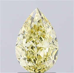 Picture of Lab Grown Diamond 1.50 Carats, Pear with  Cut, Fancy Intense Yellow Color, VS1 Clarity and Certified by IGI