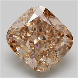 Picture of Lab Grown Diamond 3.10 Carats, CUSHION MODIFIED with  Cut, Fancy Light Brown Color, VVS2 Clarity and Certified by IGI