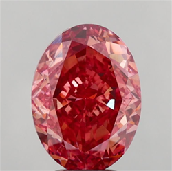 Picture of Lab Grown Diamond 5.15 Carats, Oval with  Cut, Fancy Vivid Pink Color, VS1 Clarity and Certified by IGI
