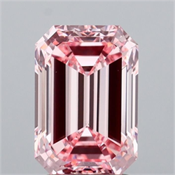 Picture of Lab Grown Diamond 2.10 Carats, Emerald with  Cut, Fancy Vivid Pink Color, VS1 Clarity and Certified by IGI