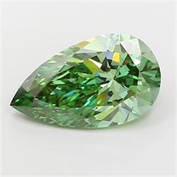 Picture of Lab Grown Diamond 4.06 Carats, Pear with  Cut, Fancy Vivid Green Color, VS1 Clarity and Certified by IGI