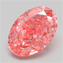 Picture of Lab Grown Diamond 3.06 Carats, Oval with  Cut, Fancy Vivid Pink Color, VVS2 Clarity and Certified by IGI