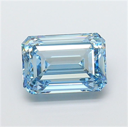 Picture of Lab Grown Diamond 4.01 Carats, Emerald with  Cut, Fancy Vivid Blue Color, VS1 Clarity and Certified by IGI