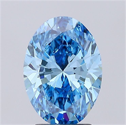 Picture of Lab Grown Diamond 3.03 Carats, Oval with  Cut, Fancy Vivid Blue Color, VVS2 Clarity and Certified by IGI