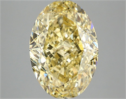 Picture of Lab Grown Diamond 5.10 Carats, Oval with  Cut, Fancy Vivid Yellow Color, VS1 Clarity and Certified by IGI