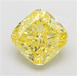 Picture of Lab Grown Diamond 5.03 Carats, CUSHION MODIFIED with  Cut, Fancy Vivid Yellow Color, VS2 Clarity and Certified by IGI