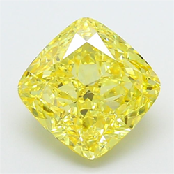 Picture of Lab Grown Diamond 3.58 Carats, CUSHION MODIFIED with  Cut, Fancy Vivid Yellow Color, VS1 Clarity and Certified by IGI