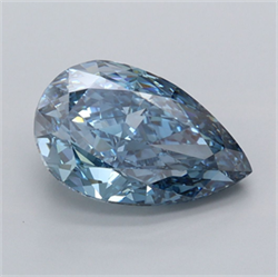 Picture of Lab Grown Diamond 3.11 Carats, Pear with  Cut, Fancy Vivid Blue Color, VS1 Clarity and Certified by IGI