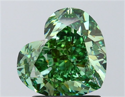 Picture of Lab Grown Diamond 2.09 Carats, Heart with  Cut, Fancy Vivid Green Color, VS1 Clarity and Certified by IGI