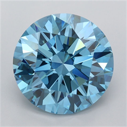 Picture of Lab Grown Diamond 3.99 Carats, Round with Ideal Cut, Fancy Vivid Blue Color, VVS1 Clarity and Certified by IGI