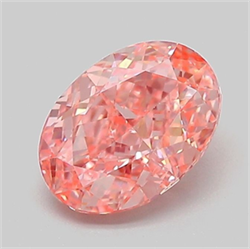 Picture of Lab Grown Diamond 1.20 Carats, Oval with  Cut, Fancy Vivid Pink Color, VVS2 Clarity and Certified by IGI