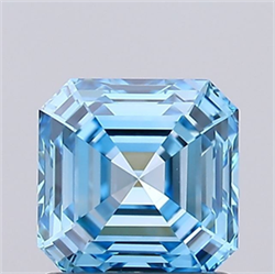 Picture of Lab Grown Diamond 1.22 Carats, Asscher with  Cut, Fancy Vivid Blue Color, VVS1 Clarity and Certified by IGI