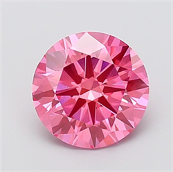 Picture of Lab Grown Diamond 2.50 Carats, Round with Ideal Cut, Fancy Vivid Pink Color, VS1 Clarity and Certified by IGI