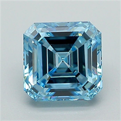 Picture of Lab Grown Diamond 1.59 Carats, Asscher with  Cut, Fancy Vivid Blue Color, VVS2 Clarity and Certified by IGI