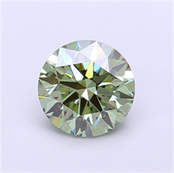 Picture of Lab Grown Diamond 1.29 Carats, Round with Ideal Cut, Fancy Vivid Green Color, VS2 Clarity and Certified by IGI