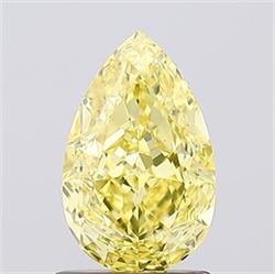 Picture of Lab Grown Diamond 1.32 Carats, Pear with  Cut, Fancy Vivid Yellow Color, VS2 Clarity and Certified by IGI