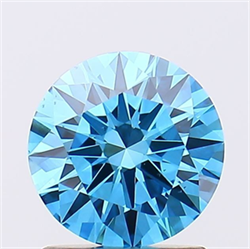 Picture of Lab Grown Diamond 1.30 Carats, Round with Ideal Cut, Fancy Vivid Blue Color, VS2 Clarity and Certified by IGI