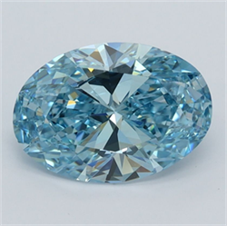 Picture of Lab Grown Diamond 2.00 Carats, Oval with  Cut, Fancy Vivid Blue Color, VVS2 Clarity and Certified by IGI