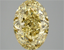 Picture of Lab Grown Diamond 4.10 Carats, Oval with  Cut, Fancy Intense Yellow Color, VVS2 Clarity and Certified by IGI