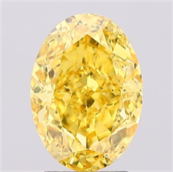Picture of Lab Grown Diamond 2.81 Carats, Oval with  Cut, Fancy Vivid Yellow Color, VS2 Clarity and Certified by IGI