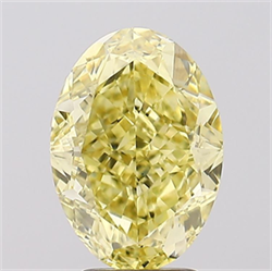 Picture of Lab Grown Diamond 4.09 Carats, Oval with  Cut, Fancy Intense Yellow Color, VS1 Clarity and Certified by IGI