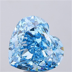 Picture of Lab Grown Diamond 10.09 Carats, Heart with  Cut, Fancy Vivid Blue Color, VS1 Clarity and Certified by IGI