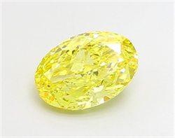 Picture of Lab Grown Diamond 2.01 Carats, Oval with  Cut, Fancy Vivid Yellow Color, VVS2 Clarity and Certified by IGI