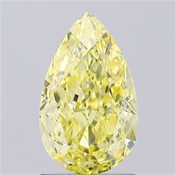 Picture of Lab Grown Diamond 1.56 Carats, Pear with  Cut, Fancy Intense Yellow Color, VS1 Clarity and Certified by IGI
