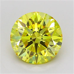 Picture of Lab Grown Diamond 2.12 Carats, Round with Ideal Cut, Fancy Vivid Yellow Color, VVS2 Clarity and Certified by IGI