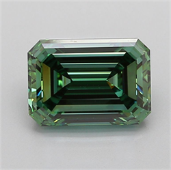 Picture of Lab Grown Diamond 5.00 Carats, Emerald with  Cut, Fancy Vivid Green Color, VS1 Clarity and Certified by IGI