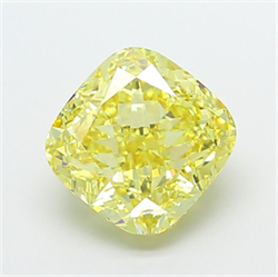 Picture of Lab Grown Diamond 4.09 Carats, CUSHION MODIFIED with  Cut, Fancy Intense Yellow Color, VS1 Clarity and Certified by IGI