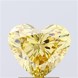 Picture of Lab Grown Diamond 2.03 Carats, Heart with  Cut, Fancy Intense Yellow Color, VVS2 Clarity and Certified by IGI
