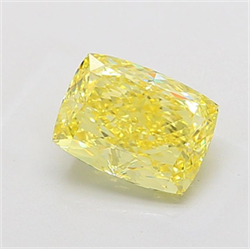 Picture of Lab Grown Diamond 3.53 Carats, CUSHION MODIFIED with  Cut, Fancy Vivid Yellow Color, VS1 Clarity and Certified by IGI
