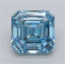 Picture of Lab Grown Diamond 3.00 Carats, Asscher with  Cut, Fancy Vivid Blue Color, VVS1 Clarity and Certified by IGI